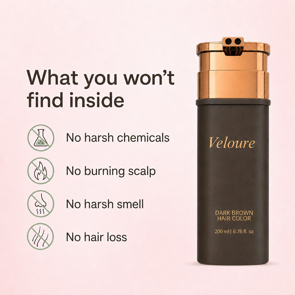 What you won't find inside: no harsh chemicals, no burning scalp, no harsh smell, no hair loss
