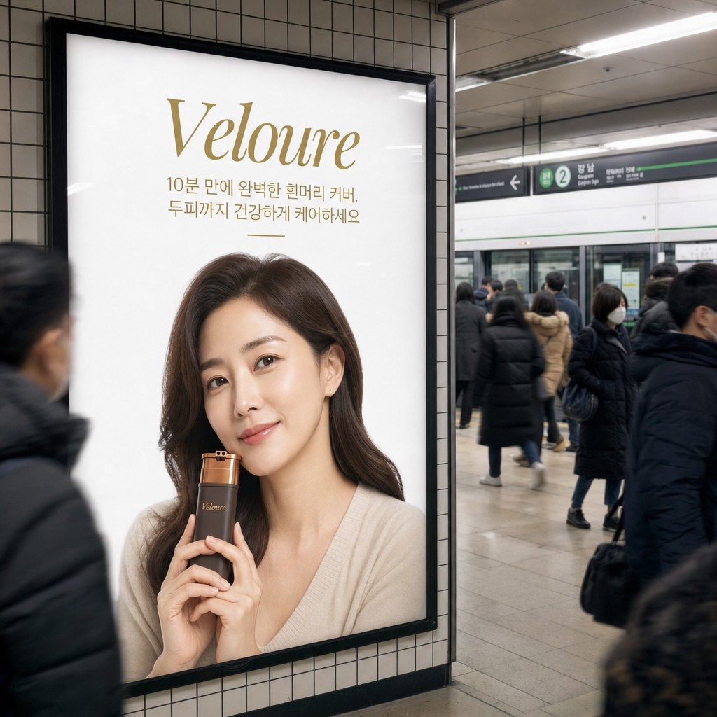 Veloure billboard in a Seoul subway station