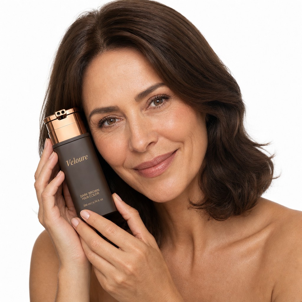 Woman holding Veloure Dark Brown Hair Color